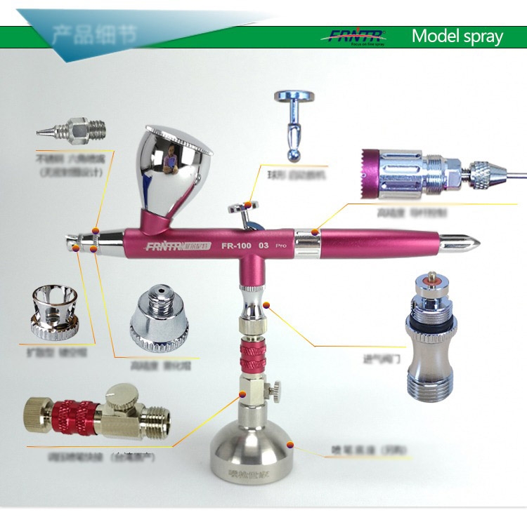 Bút sơn mô hình FRNTR FR-100 Pro 0.2 0.3 0.5mm Aluminum lightweight low-pressure double action Airbrush