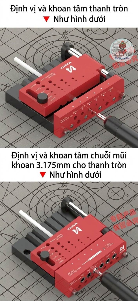 Dụng cụ hỗ trợ khoan định tâm chính xác, chống gãy rung mũi khoan Round Rod Vertical Drill MAZHA T0012