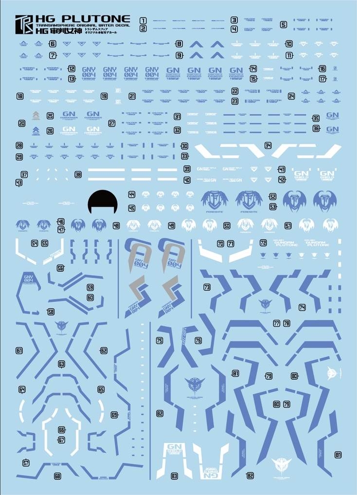 Decal nước HG Plutone gundam các loại Water sticker