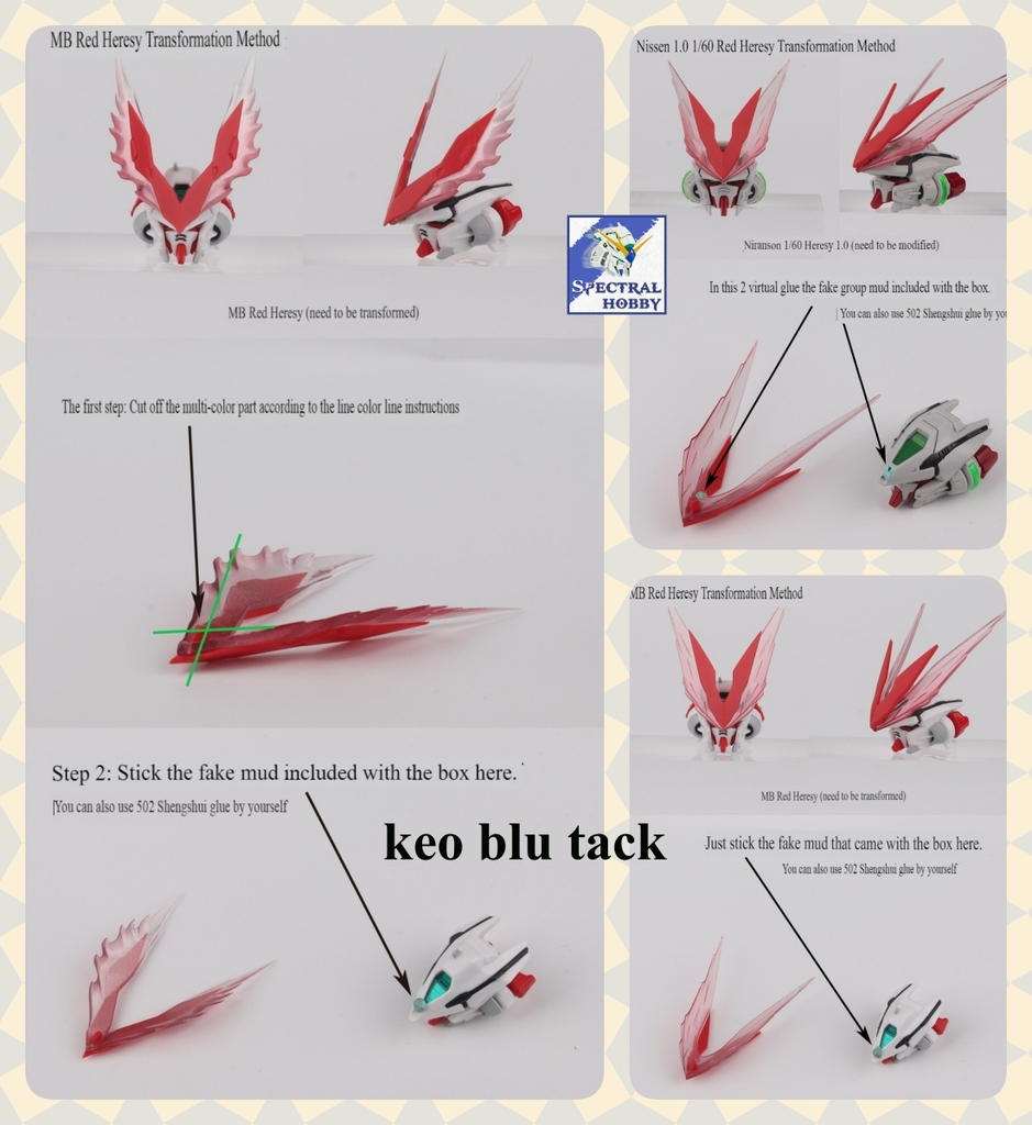 Phụ kiện mô hình Sừng PG MG RG HG Astray Red Blue Head V-fin Antenna Quantum Core