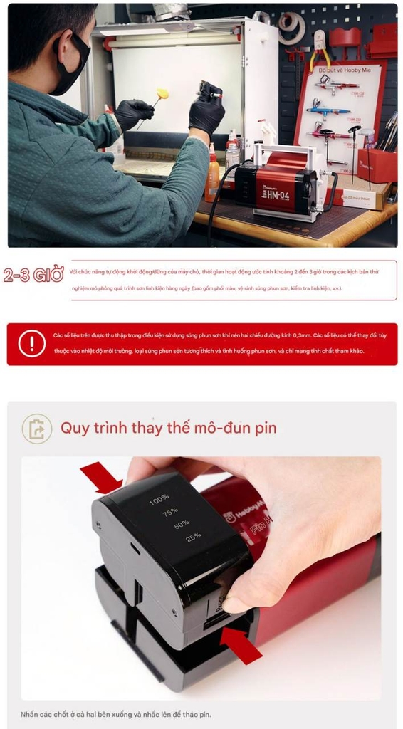 Máy nén khí mini HM04 Portable Compressor air pump airbrush Hobby mio