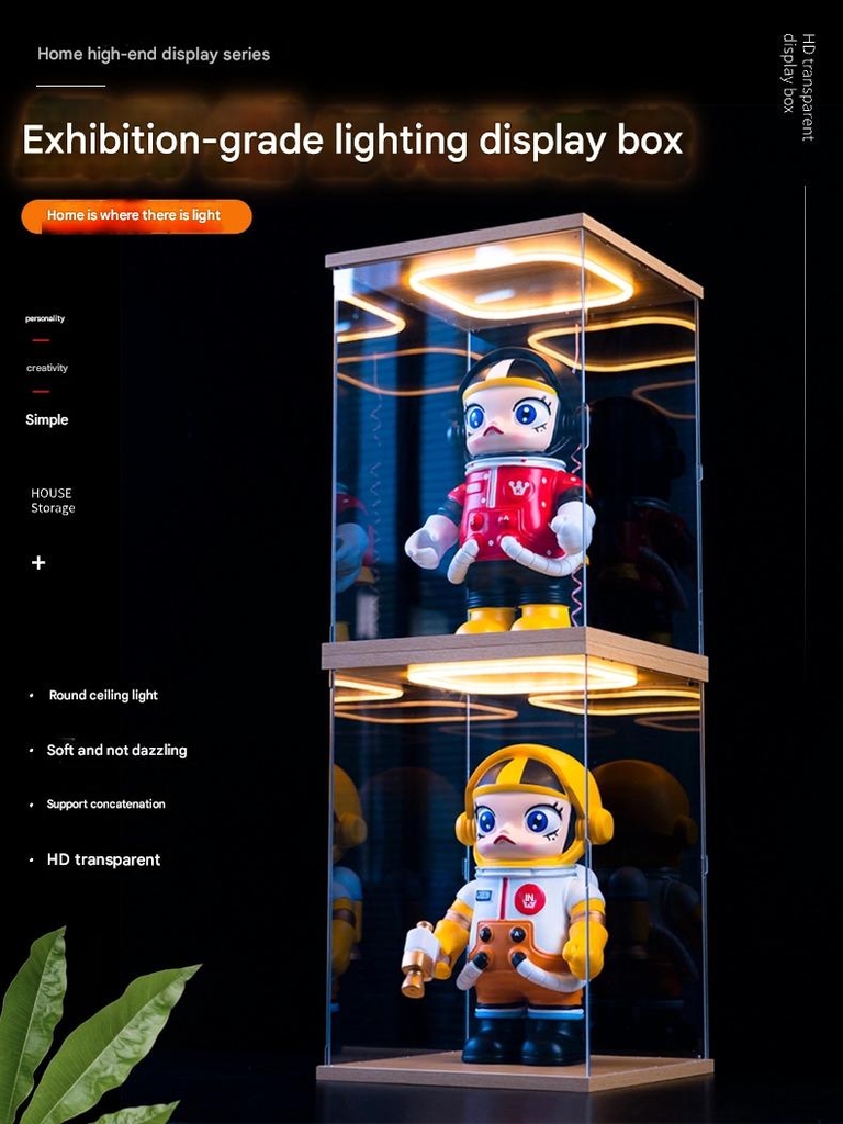 Hộp MICA Guweiti trưng bày mô hình với led trần có cửa mở - display box with light openable door