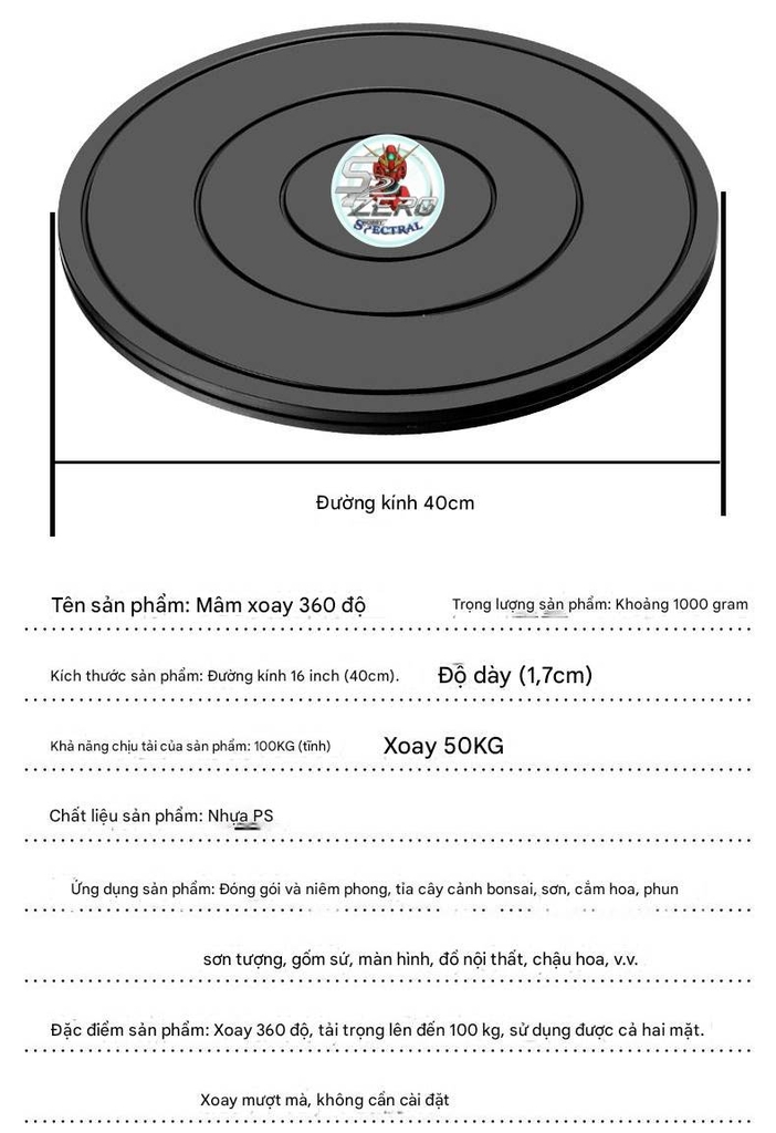 Đế bàn base xoay 40cm hơn 50kg, tải tới 100kg Model Turntable rotating platform Base