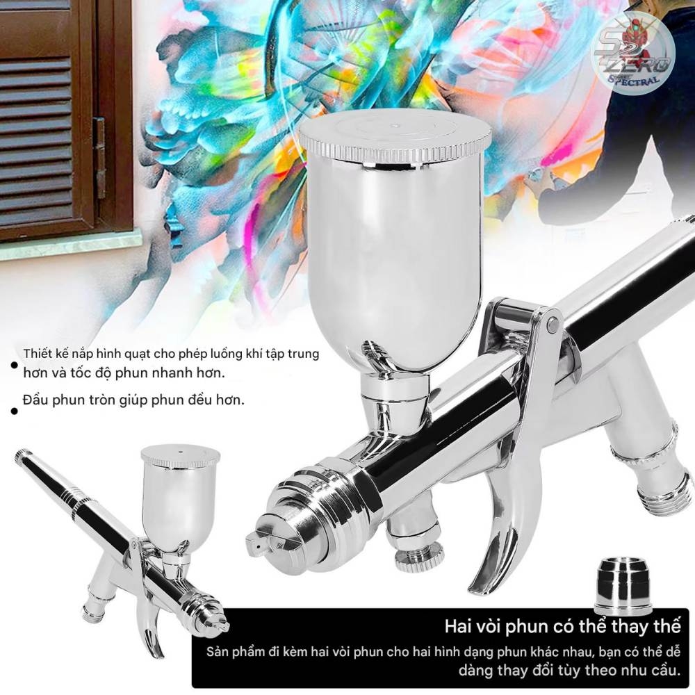 Bút sơn dạng quạt WB T217 pen Airbrush 0.5mm PS290 double nozzle round fan-shaped atomizing