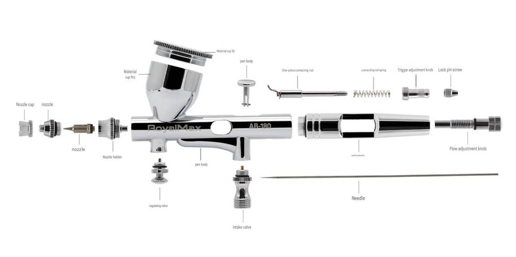 Bút sơn Royal Max Airbrush AB-180 0.2/0.3/0.5mm Dual-action