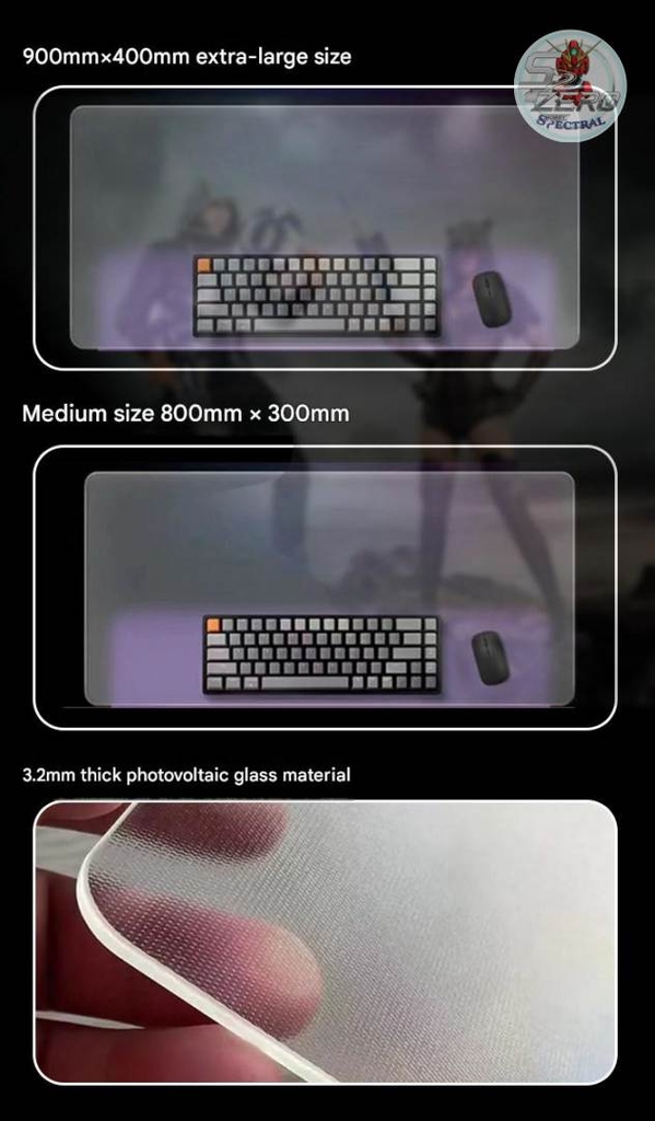 Tấm Pad lót chuột máy tính kính cường lực khắc siêu nhỏ Micro-etched Tempered Glass Mouse Pad 6.0 (90*40)