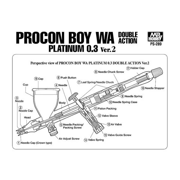Bút sơn airbrush Mr hobby Ps289 PS290 PS270 0.2mm 0.3mm 0.5mm PROCONBOY PLATINUM