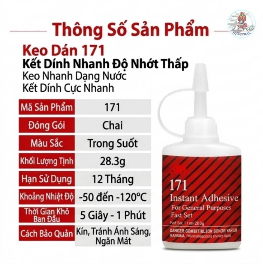 Keo đa năng siêu dính Glue 3M 171 CA8 CA40H CA48 nhựa plastic / kim loại metal / cao su rubber