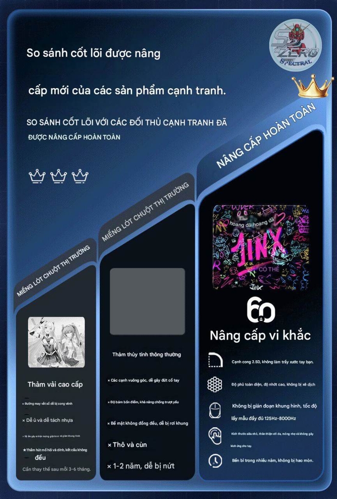 Tấm Pad lót chuột máy tính kính cường lực khắc siêu nhỏ Micro-etched Tempered Glass Mouse Pad 6.0 (90*40)