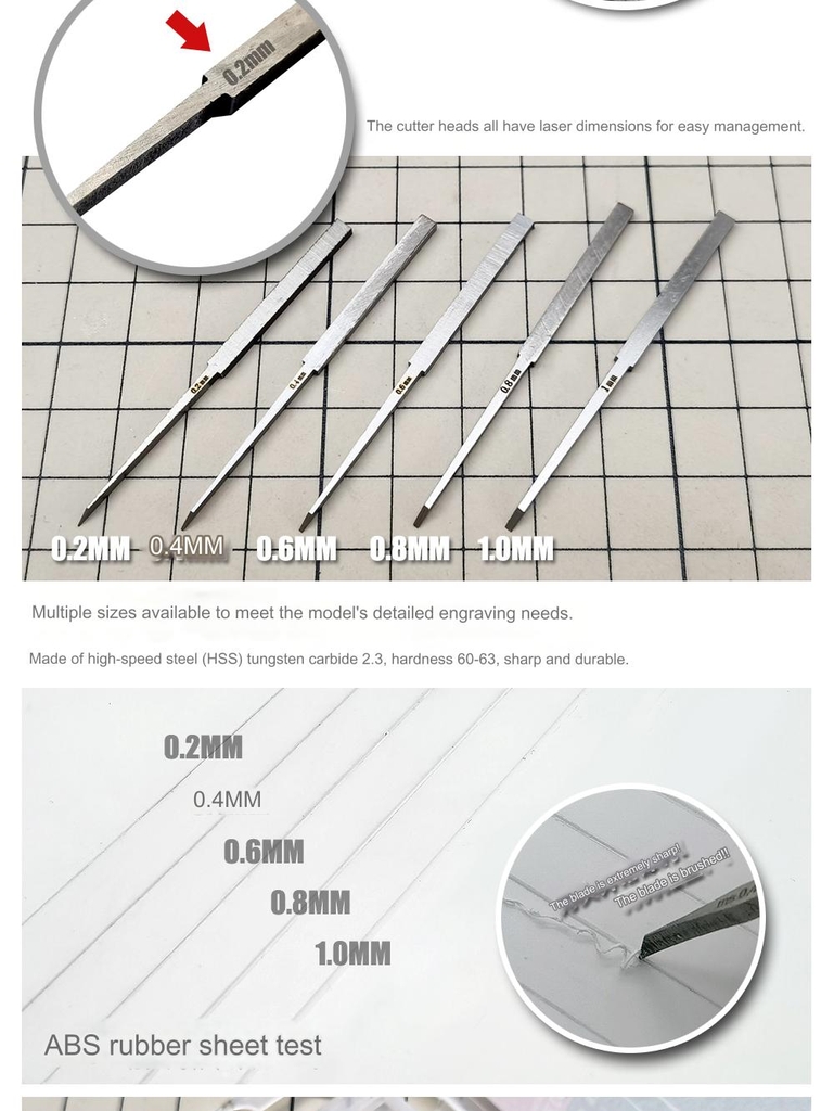 Dụng cụ mô hình hobby tool MS012 bộ chisel detail engraved line đầy đủ mũi và cán