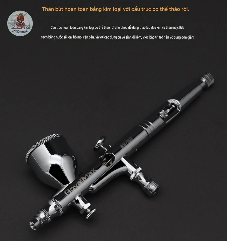 Bút sơn Royal Max Airbrush AB-180 0.2/0.3/0.5mm Dual-action
