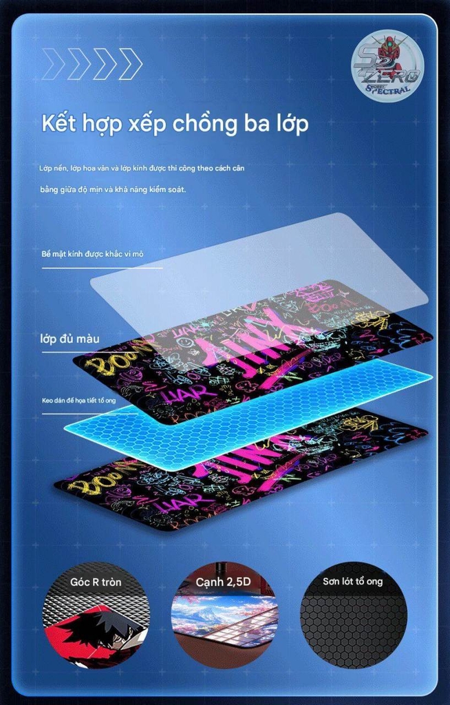 Tấm Pad lót chuột máy tính kính cường lực khắc siêu nhỏ Micro-etched Tempered Glass Mouse Pad 6.0 (90*40)