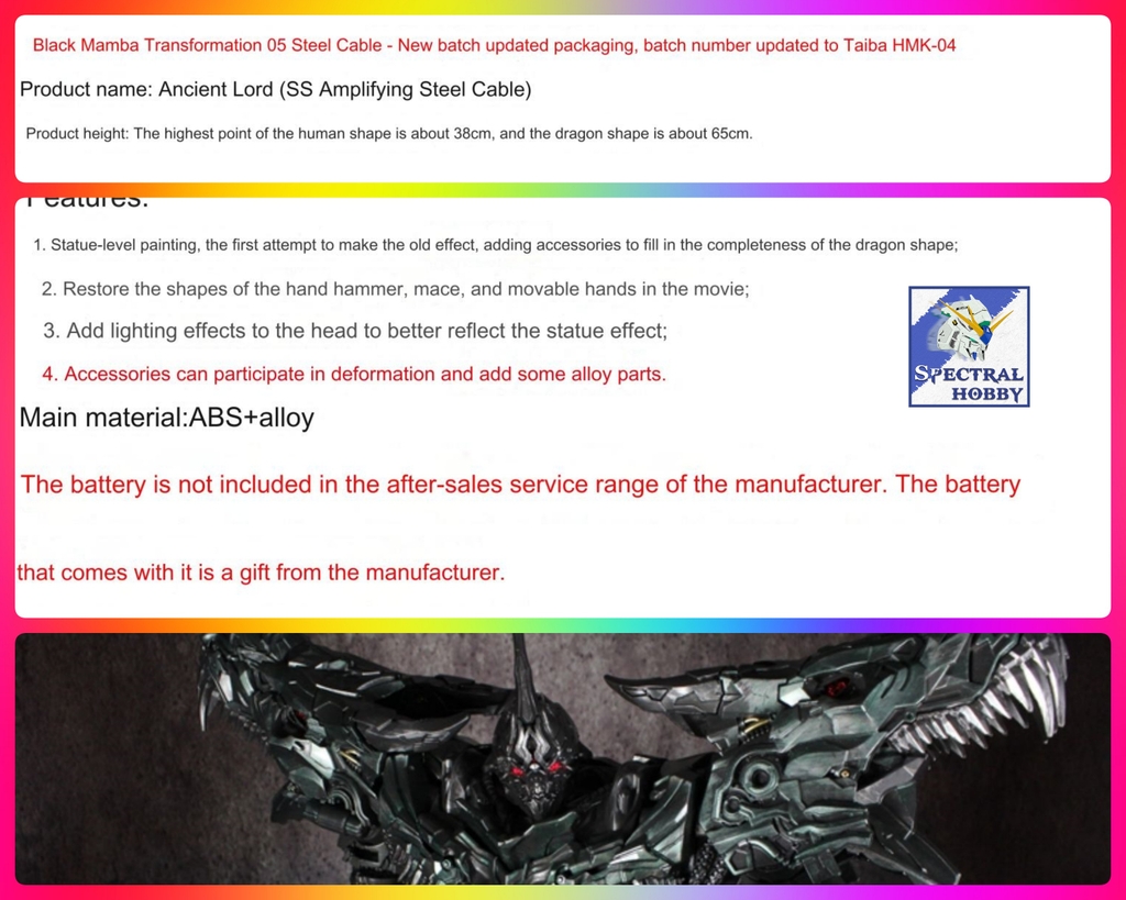 Mô hình BMB Transformer Ancient Lord Grimlock Dinosaur Robot 38cm LS05 HMK04 Diecast