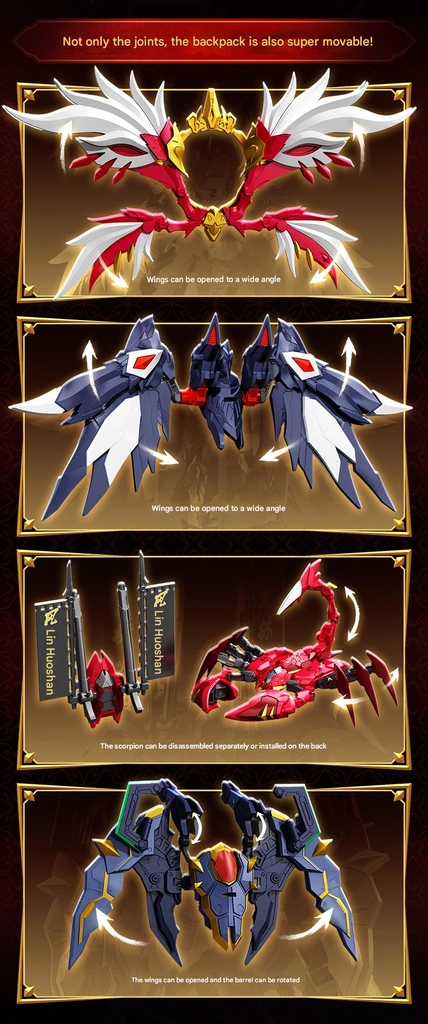 Mô hình lắp ráp Origin Spirit War Chronicles Rosefinch Raven Scorpion musha Black Tortoise SEMBO BLOCK