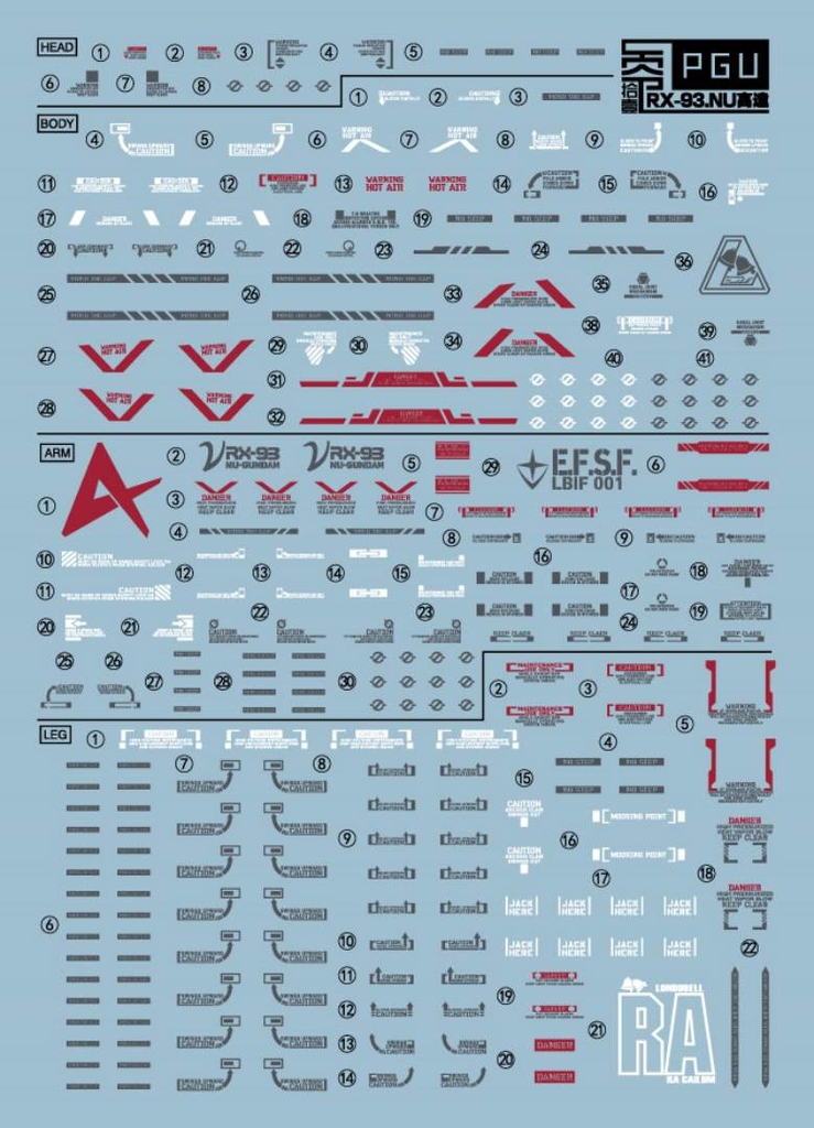 Decal nước PGU RX93 NU gundam - POZ