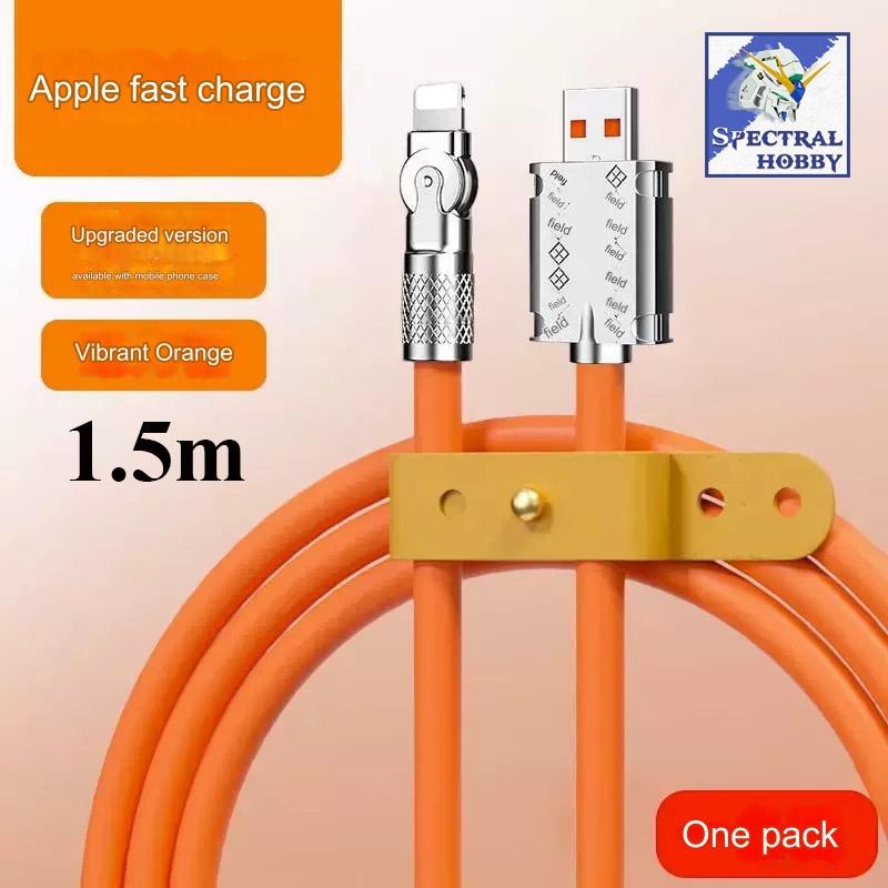Dây sạc nhanh 120w 180 Degree Rotating USB data Charging Cable USB Type-A Type-C Lightning iphone android
