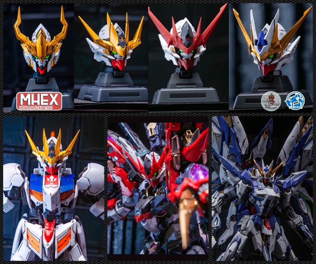 Set đầu head 1/100 MHEX HEADMASTER Vajra 04 Barbatos Wolverine - Minerva (+led)