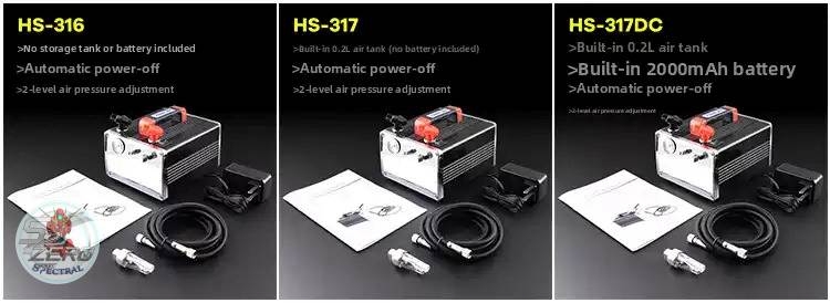 Máy nén khi mini Airbrush Compressor Pump HS317 with Storage Tank Battery 2000 MA