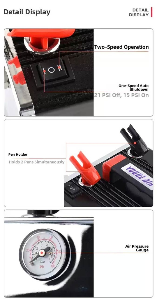 Máy nén khi mini Airbrush Compressor Pump HS317 with Storage Tank Battery 2000 MA