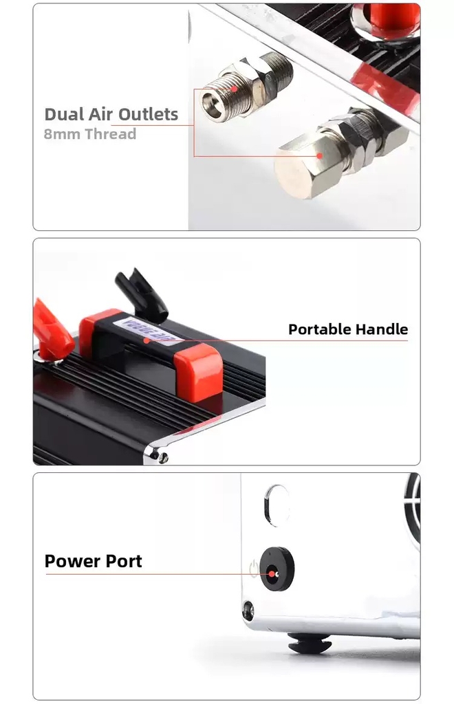 Máy nén khi mini Airbrush Compressor Pump HS317 with Storage Tank Battery 2000 MA