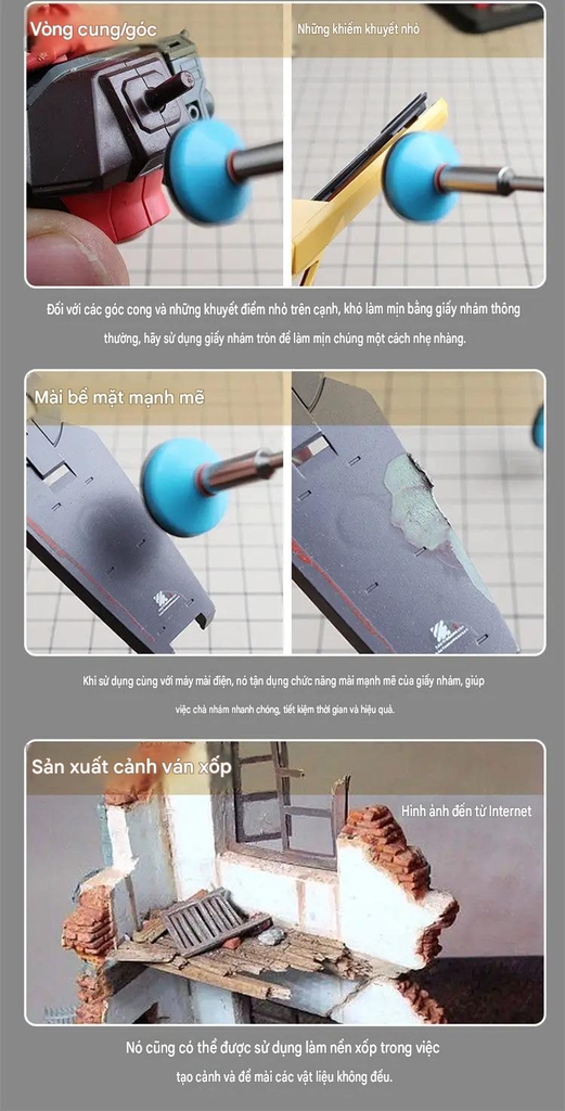 Nhám xốp Ustar cắt dán sẵn+bộ thanh kết nối Mini Polishing Abrasive Paper #400-2500 UA91510