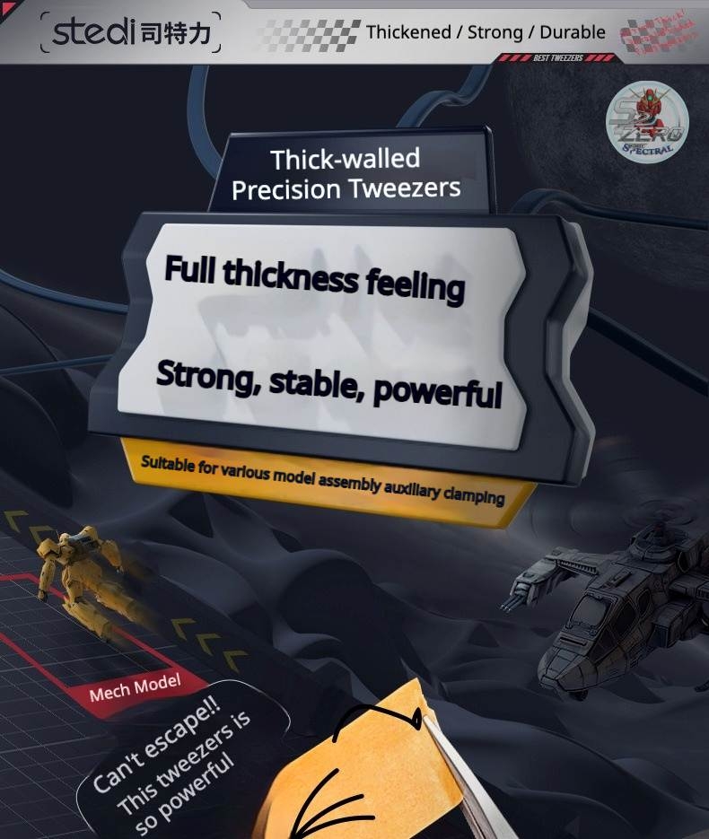 Nhíp độ chính xác cao thành dày thép không gỉ Stedi Thick-walled Strong Precision Tweezers