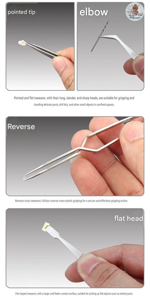 Bộ nhíp Ustar 4in1 UA-90016 Model Special Tweezers Set Water Sticker Reverse Straight Curved