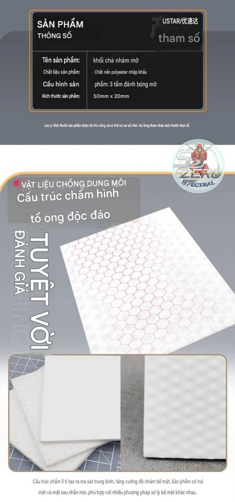 Dụng cụ USTAR nhám mài mịn Flat Matting Polishing Grinding Block Spray-Free UA90007