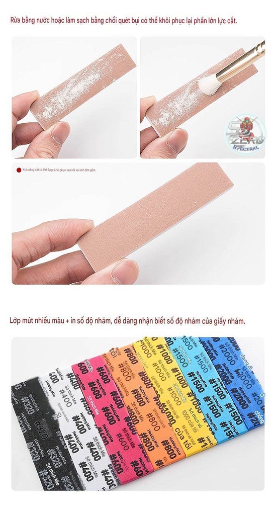 Nhám xốp cắt sẵn Hobby Mio 2.0 set 10 miếng, #320-2000, 20*80mm dày 3mm