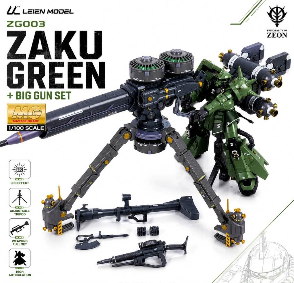Mô hình lắp ráp MG 1/100 Zaku II Big Gun Thunderbolt Ver ZG003 Leien Model
