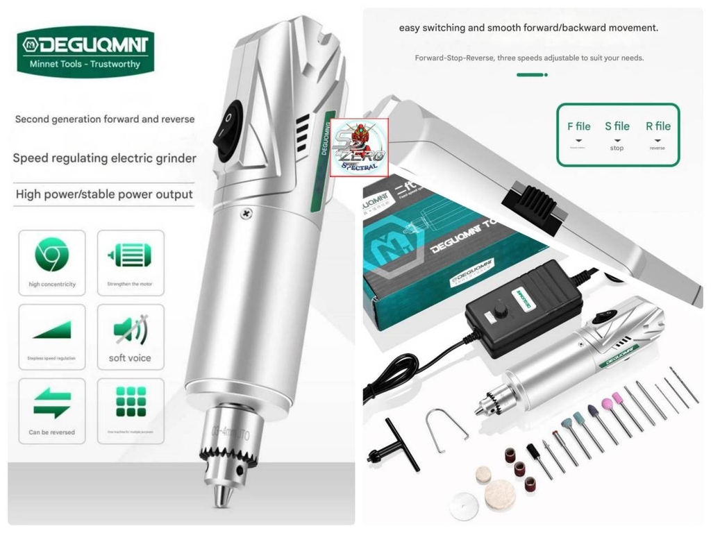 Máy khoan mài điêu khắc đánh bóng cầm tay đảo chiều DEGUQMNT Mini Electric Drill Grinder MNT998518