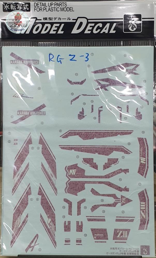 Decal nước Zeta PLUS A1 C1 Z3 Red ver.ka PG MG RG HG các loại Water sticker