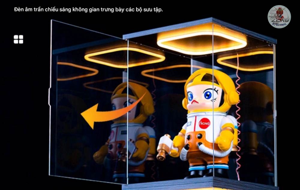 Hộp MICA Guweiti trưng bày mô hình với led trần có cửa mở - display box with light openable door