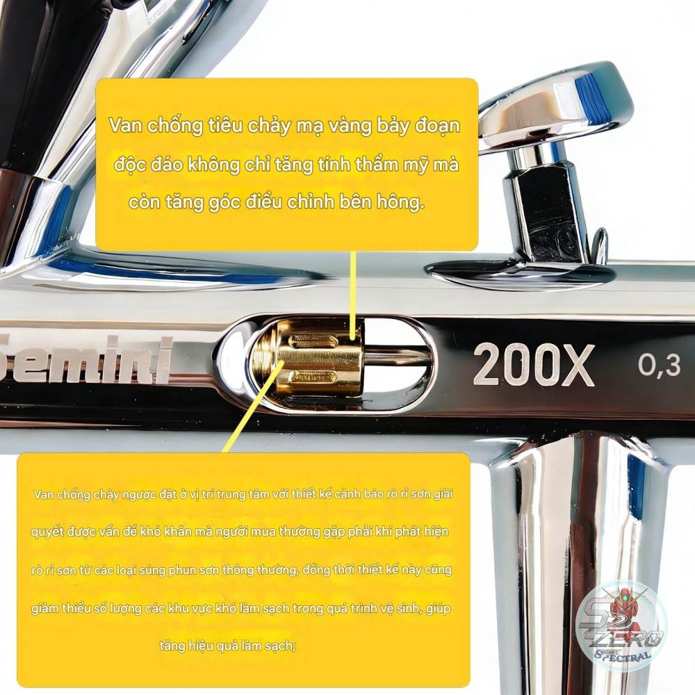 Bút sơn Airbrush Gemini Gem-II 200x 0.3 0.5mm double action