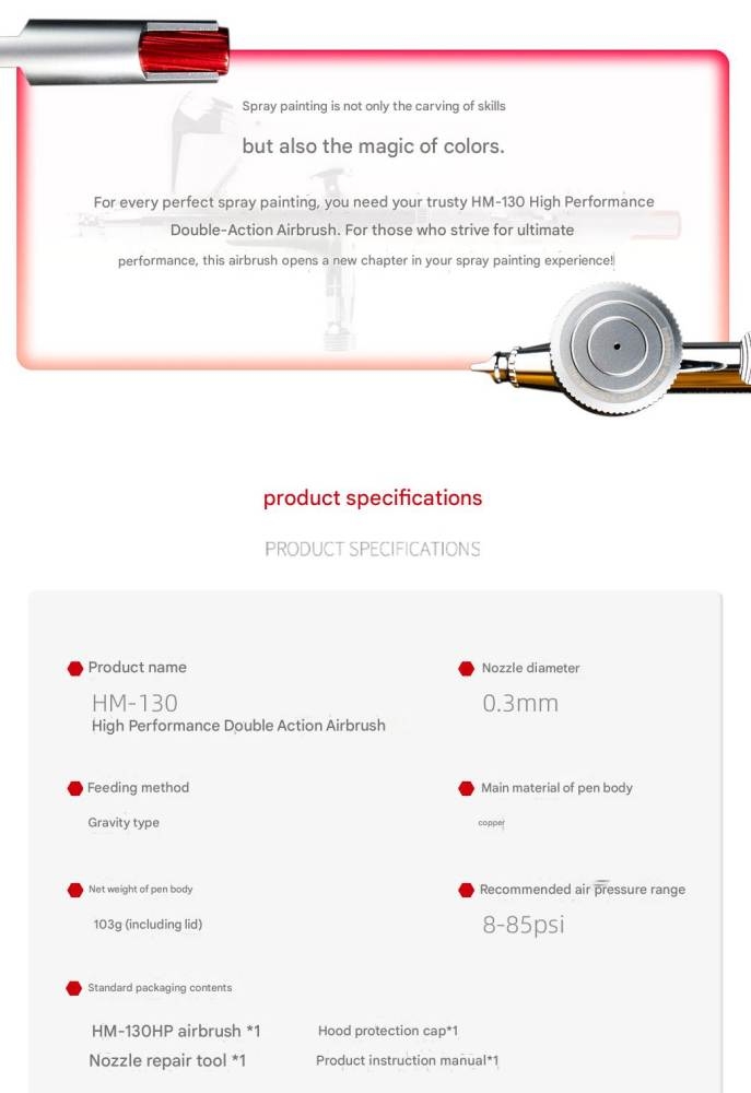 Bút sơn airbrush Hobby Mio HM-130HP High Performance