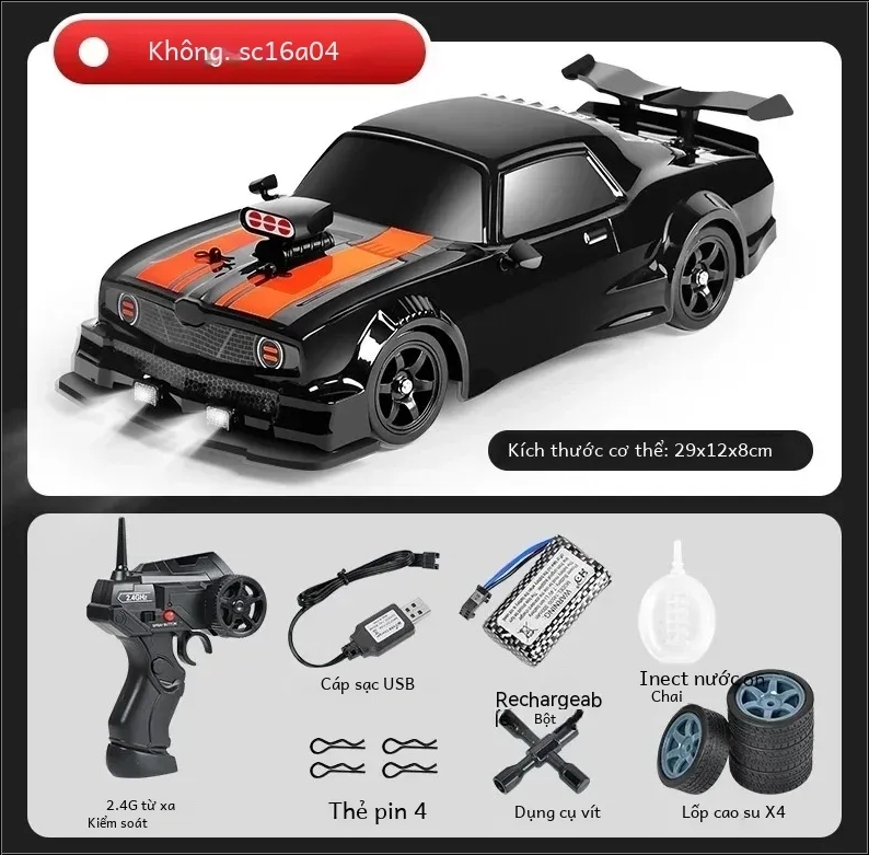 Ô tô điều khiển RC Car Drift 1/16 4WD 18KM/H High Speed Spray System Racing Rally
