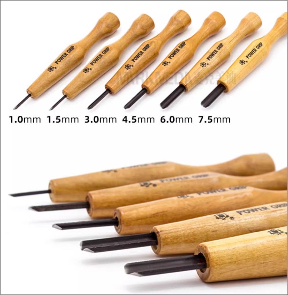 Dao khắc mỹ thuật POWER GRIP đá gỗ nhựa giấy Chisel carving knife tungsten steel seal cutting wood