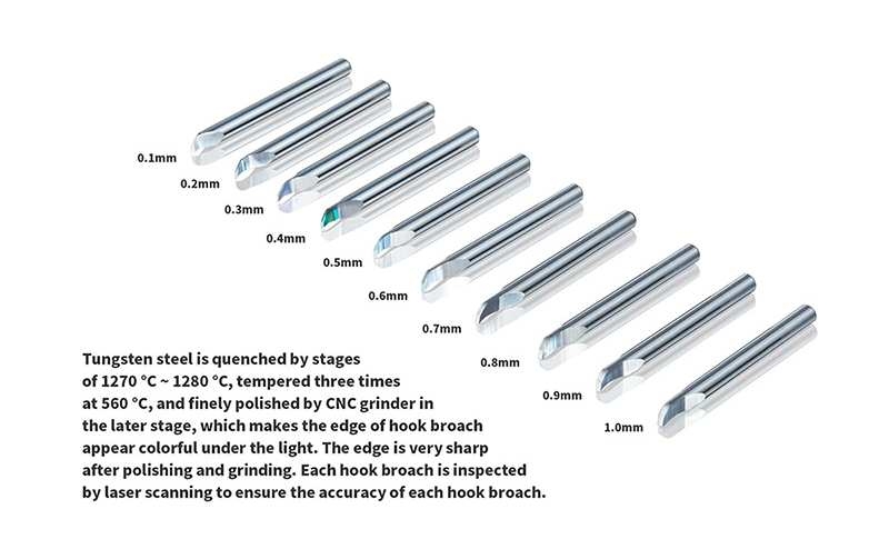 DSPIAE Chisel móc câu kẻ tạo line tungsten steel Engraved Hook Knife Head 0.1-1mm
