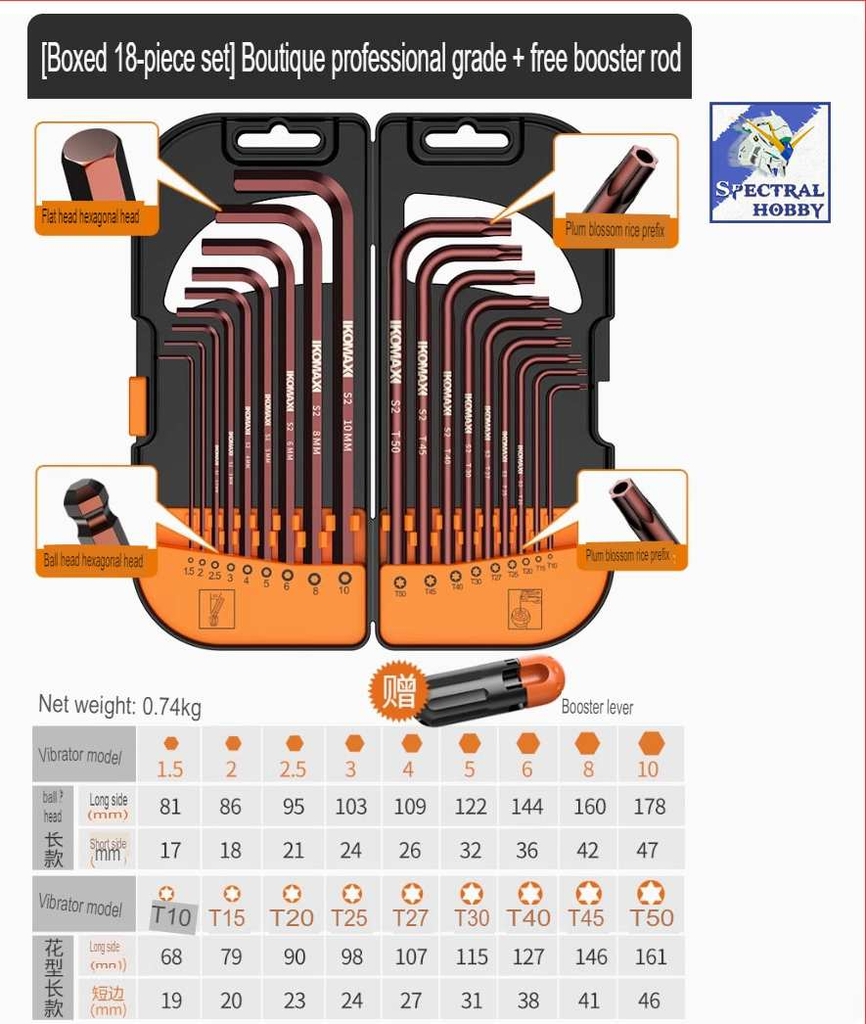 Bộ dụng cụ KOMAX tua vít lục giác hoa thị các loại Hex Key Wrench plum hexagonal metric screwdriver tool