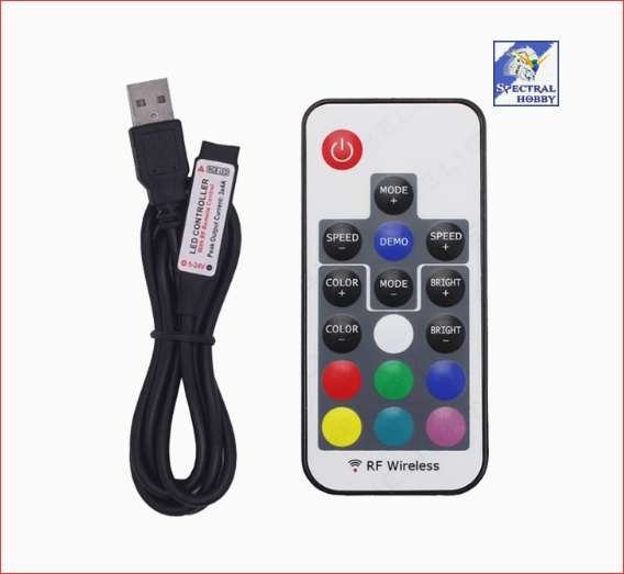 Bộ điều khiển Led RGB 17 Key 5-24V DC RF wireless remote controller 4-pin female RGB color 5050 3528 12A LED strip lighting