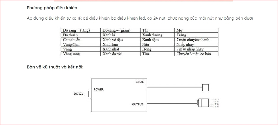 Bộ điều khiển Led RGB 24 44 Key 12V DC RF wireless controller 4-pin female RGB color 5050 3528 12A LED strip lighting