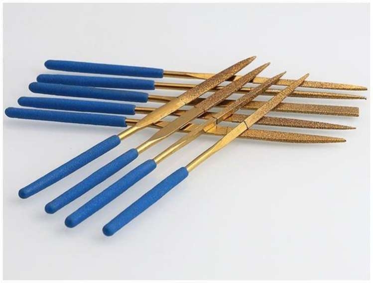Dụng cụ nhám dũa mô hình mini bộ 10 cây Diamond file titanium plated metal jade grinding