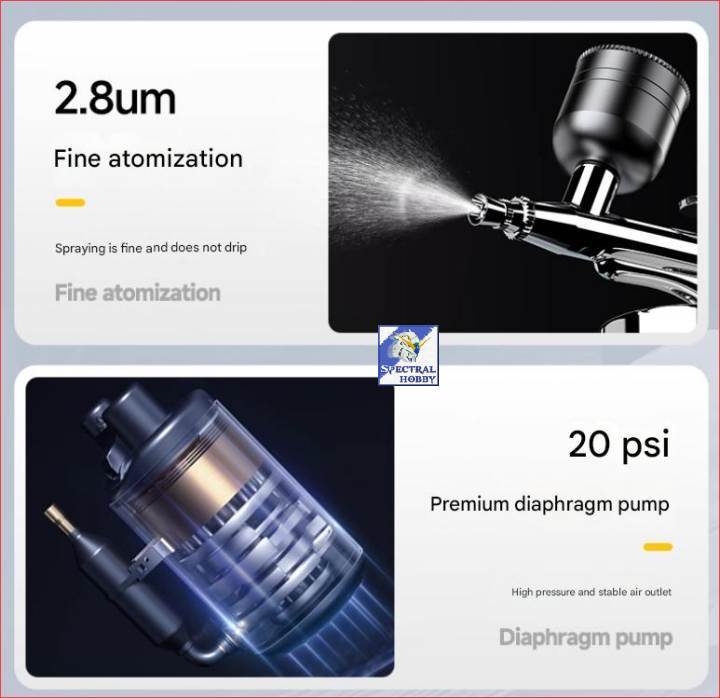 Bộ airbrush mini Portable Charging Air Pump sơn mô hình - Asoyoga