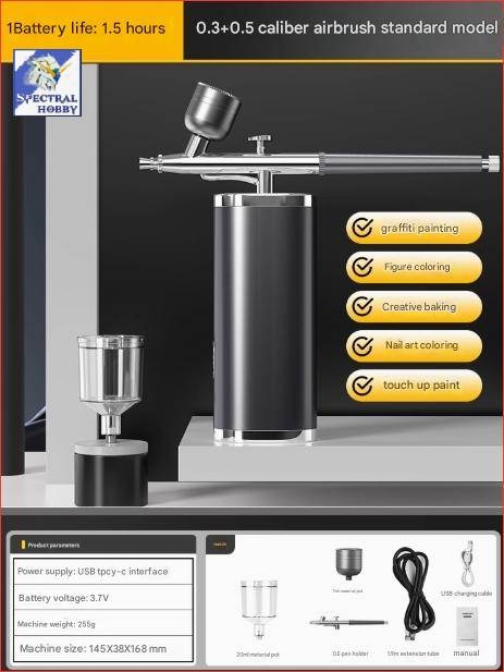 Bộ airbrush mini Portable Charging Air Pump sơn mô hình - Asoyoga