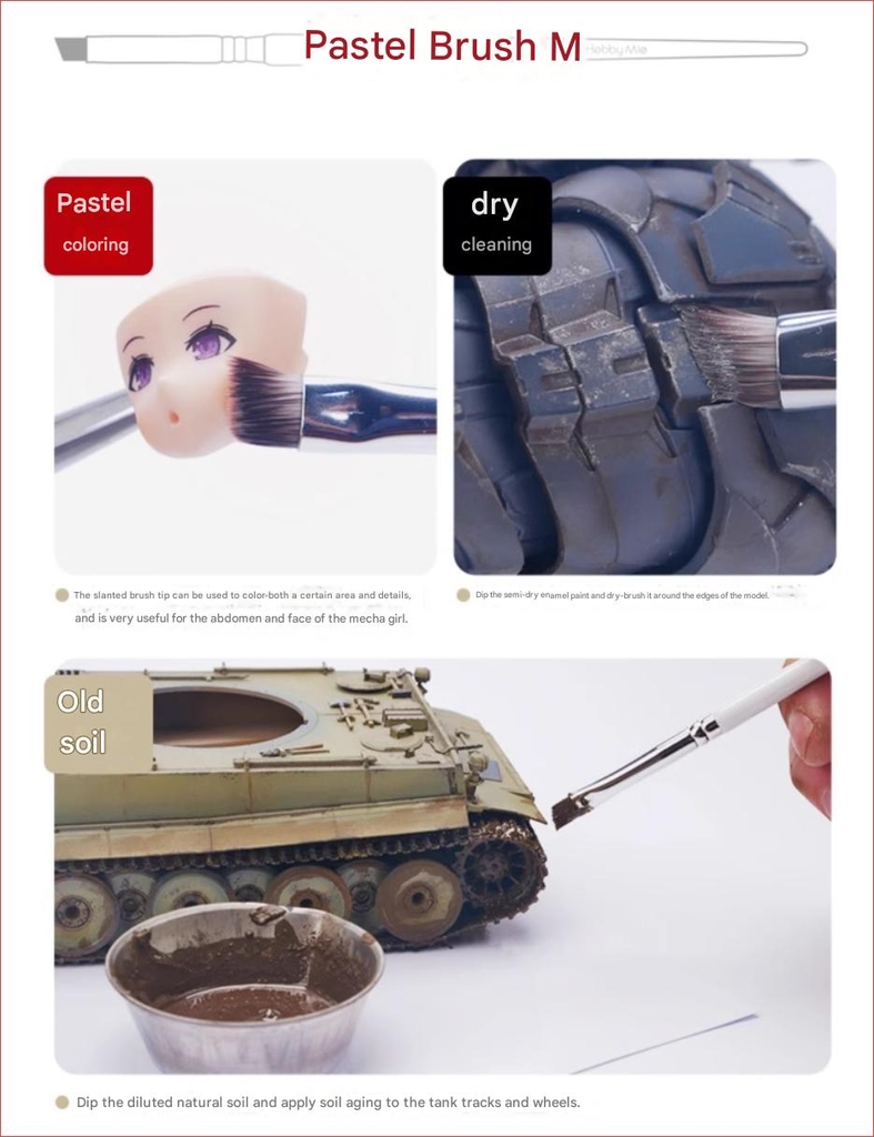 Bút cọ vẽ sơn mô hình hand drawbrush multi-function brush pastel coloring paint dry sweep Hobby Mio