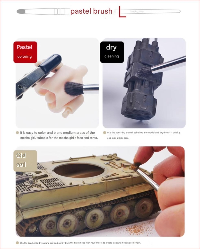 Bút cọ vẽ sơn mô hình hand drawbrush multi-function brush pastel coloring paint dry sweep Hobby Mio