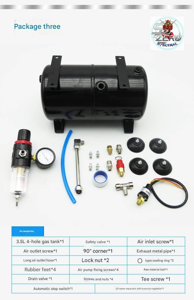 Dụng cụ phụ kiện bình tank 3L cho máy nén khí máy sơn mô hình compressor