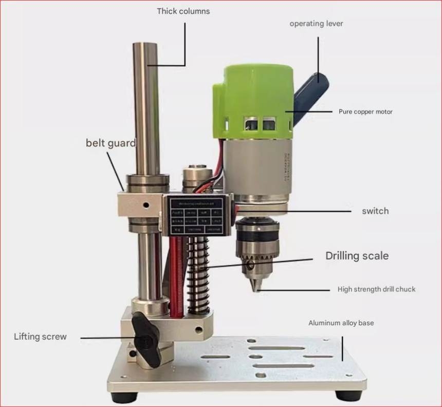 Máy khoan dọc JM802-775 v2 để bàn Table Mini Drill Press Wood Drilling PCB Punching