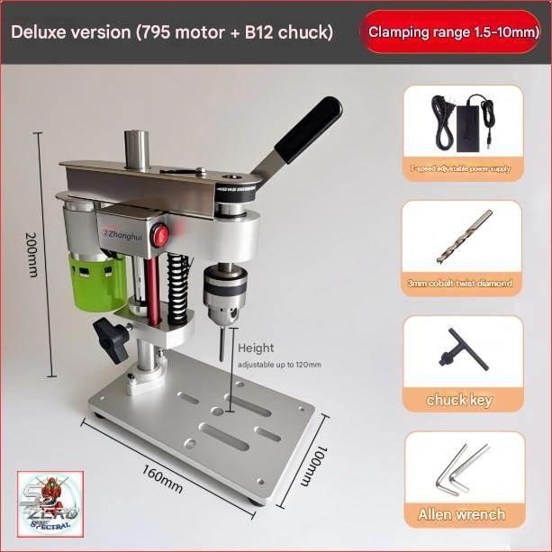 Máy khoan dọc JM802-795 Deluxe để bàn Table Mini Drill Press Wood Drilling PCB Punching