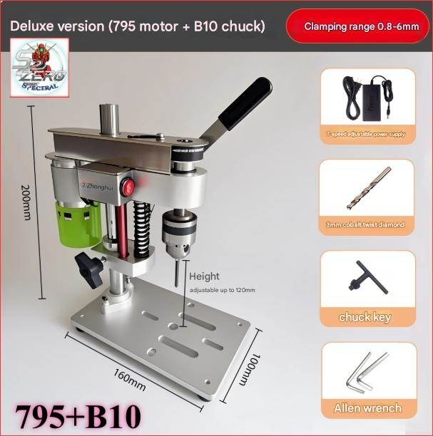 Máy khoan dọc JM802-795 Deluxe để bàn Table Mini Drill Press Wood Drilling PCB Punching